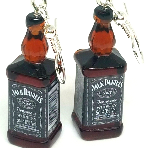 Handmade Jewelry - Jack Daniel's miniature bottles earrings New funny gag gift novelty 🥳 Party